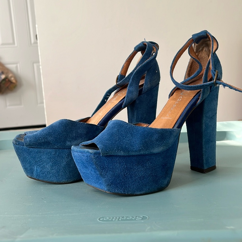 Jeffrey Campbell Havana blue platform heels